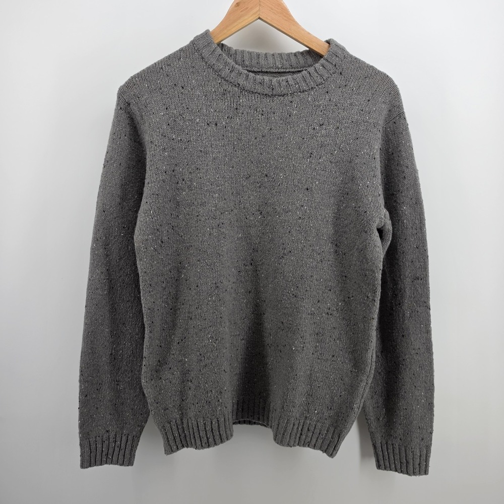 Line of Trade Fisherman Sweater Gray Wool Blend Elbow Patches Crewneck Mens S
